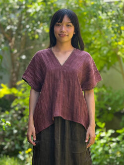 HEMP100% 手織り手刺繍 貫頭衣・草木染め ソフト仕上げ