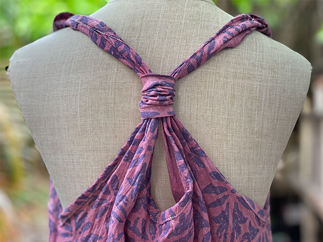 asana KIDS 麻100% 麻柄プリント オーバーオール・草木染め