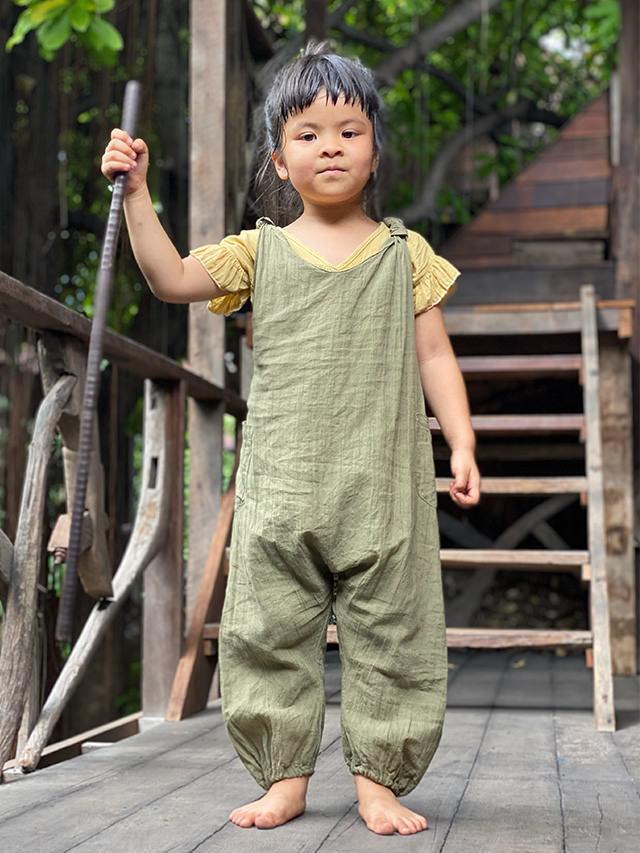 asana KIDS HEMP100% 薄手 オーバーオール・草木染め【パヤカ