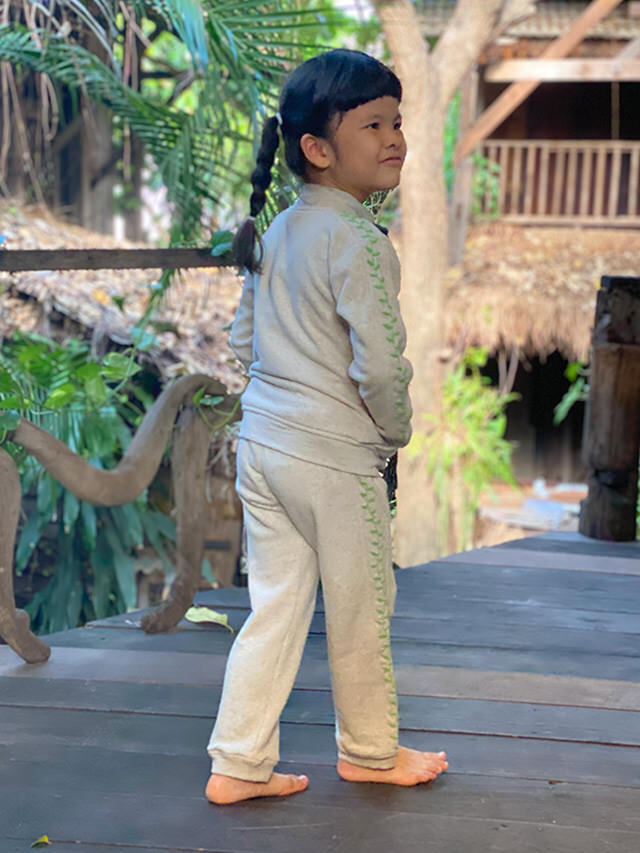 asana KIDS ヘンプコットン 厚手 ジャージ パンツ・きなり