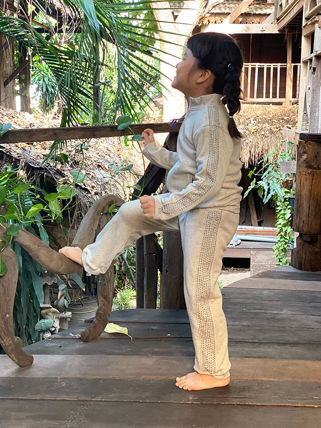 asana KIDS ヘンプコットン 厚手 ジャージ パンツ・きなり