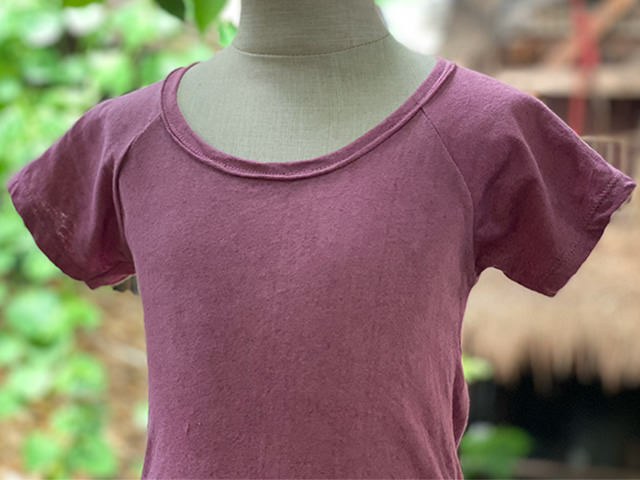 asana KIDS ヘンプコットン 薄手 ラグランTee・草木染め