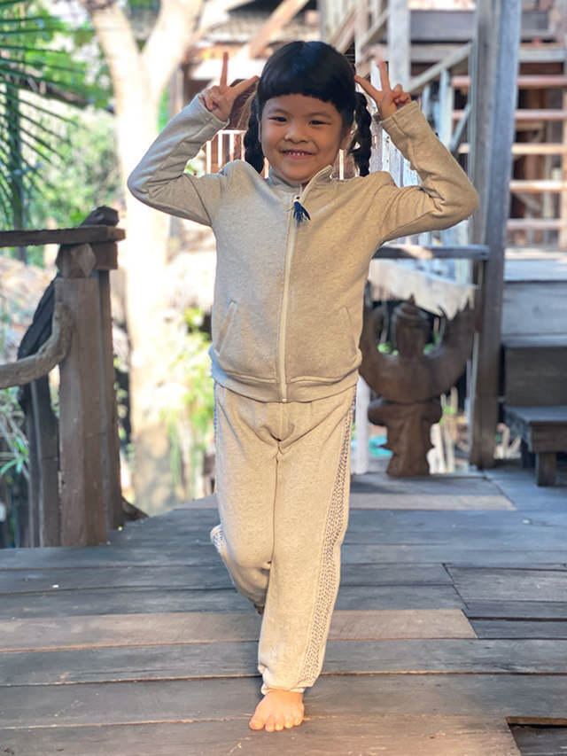 asana KIDS ヘンプコットン 厚手 ジャージ トップス・きなり【パヤカ