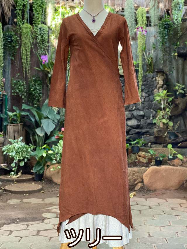 asana ヘンプコットン 厚手 カシュクール ロング カーディガン