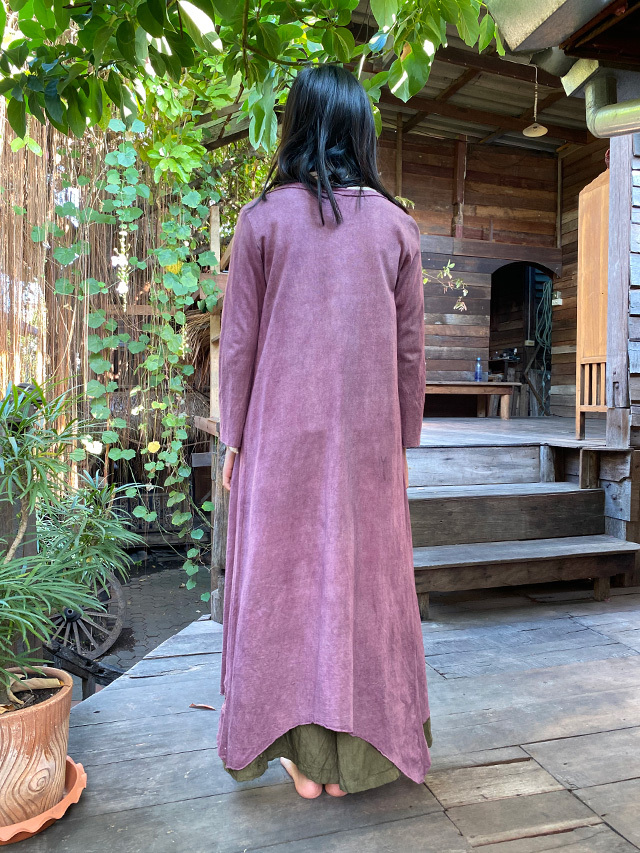 asana ヘンプコットン 厚手 カシュクール ロング カーディガン