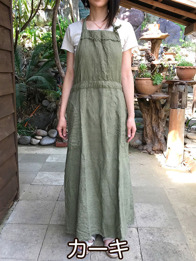 asana HEMP100% エプロン ワンピース・草木染め【パヤカ オンライン