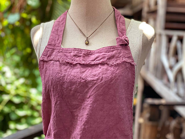 asana HEMP100% エプロン ワンピース・草木染め