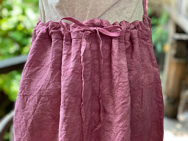 asana HEMP100% エプロン ワンピース・草木染め