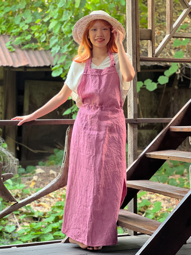 asana HEMP100% エプロン ワンピース・草木染め【パヤカ オンライン