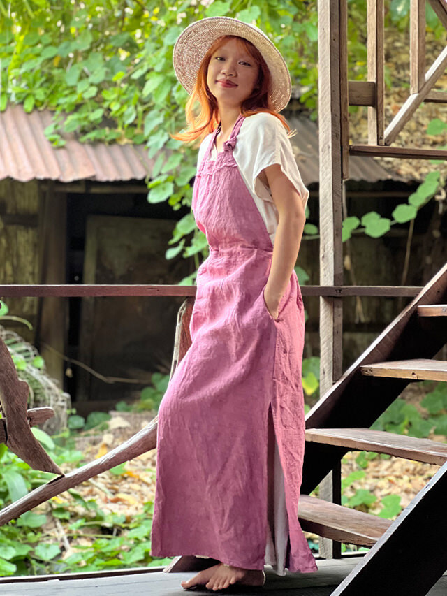 asana HEMP100% エプロン ワンピース・草木染め【パヤカ オンライン