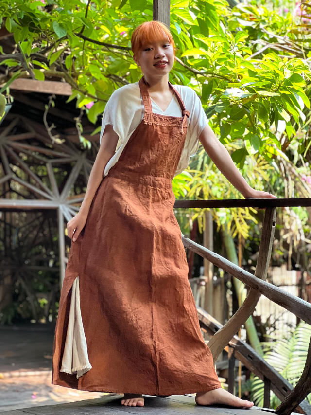 asana HEMP100% エプロン ワンピース・草木染め【パヤカ オンライン