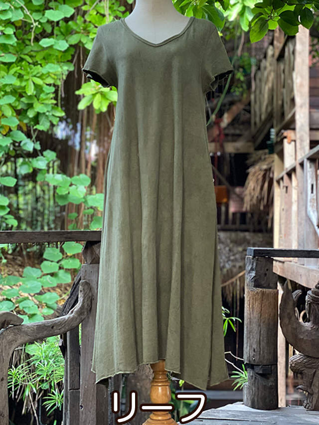 asana ヘンプコットン サイドスリット チュニック・草木染め