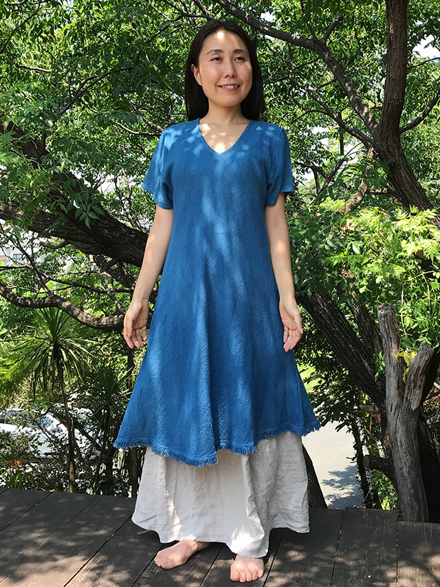 asana ヘンプ シルク バイアス ワンピース・草木染め【パヤカ