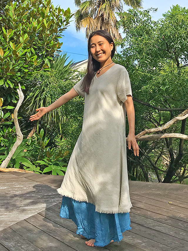 asana ヘンプ シルク バイアス ワンピース・きなり【パヤカ オンライン