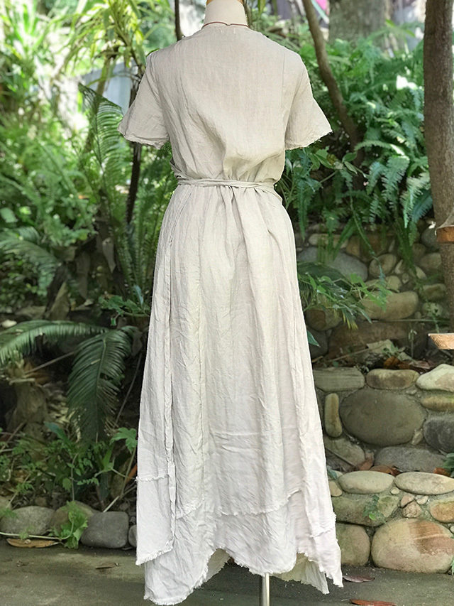 asana HEMP カシュクールワンピース きなり asana HEMP100% カシュクール ワンピース・きなり【パヤカ オンライン