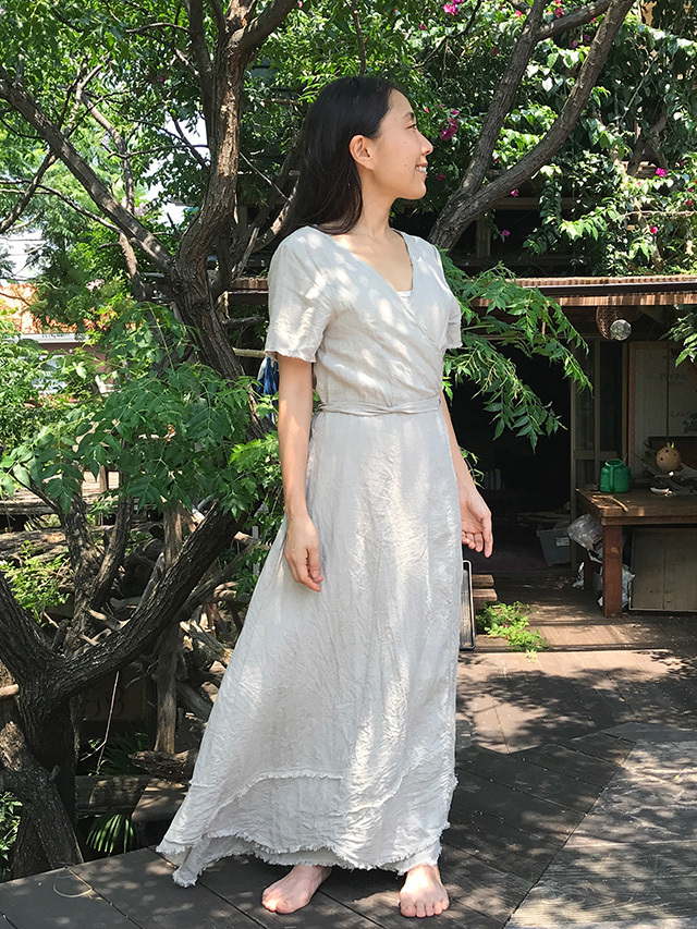 asana HEMP カシュクールワンピース きなり asana HEMP100% カシュクール ワンピース・きなり【パヤカ オンライン