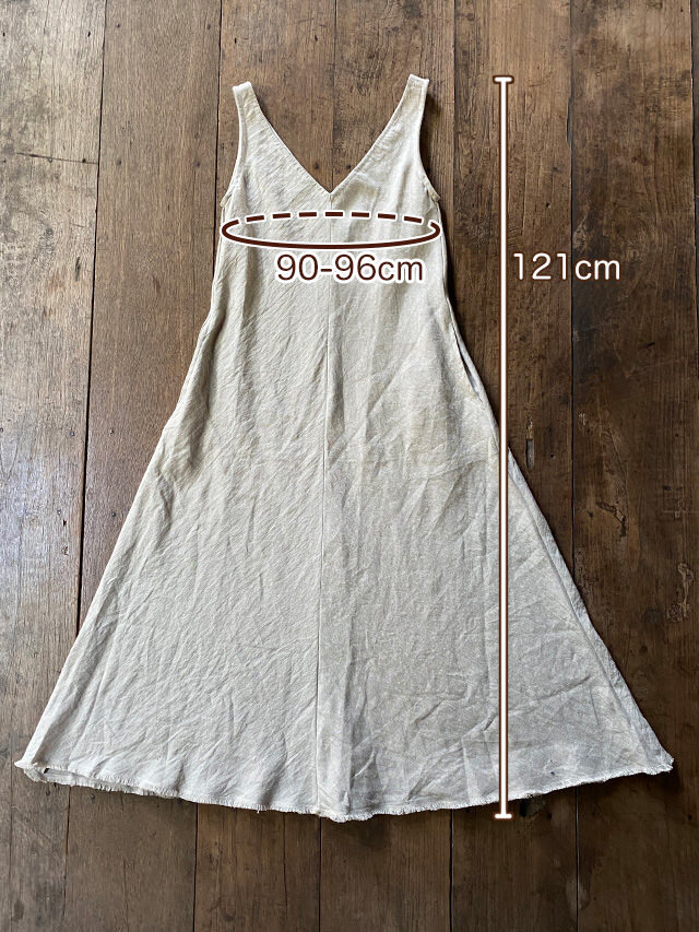 asana HEMP100% 花柄インディゴ抜染 バイアス ワンピース