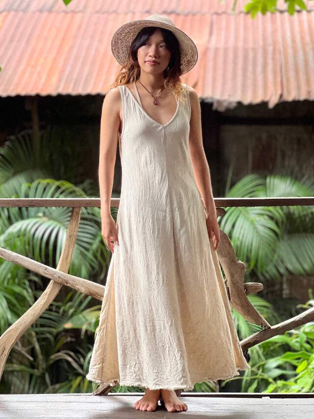 asana HEMP100% NEW バイアス ワンピース・きなり【パヤカ