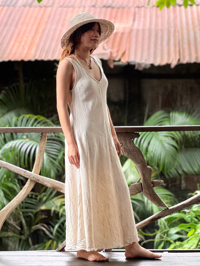 新品タグ付【PAYAKA】asana HENP100%バイアスワンピース asana HEMP100% NEW バイアス ワンピース・きなり【パヤカ オンライン
