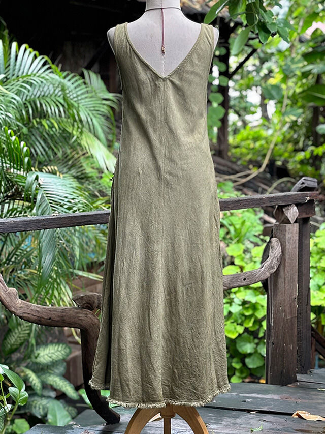 Marikoパヤカ　ワンピース　草木染め asana HEMP100% NEW バイアス ワンピース・草木染め【パヤカ