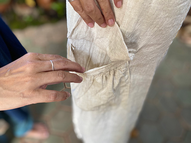 asana HEMP100% ポケット ワンピース・きなり