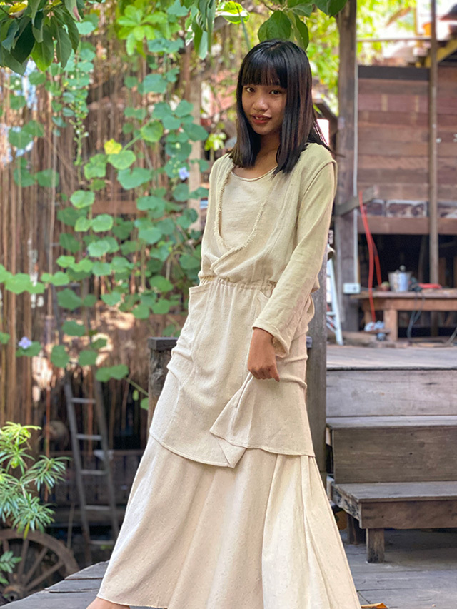 asana ヘンプシルク カシュクール チュニック・きなり【パヤカ