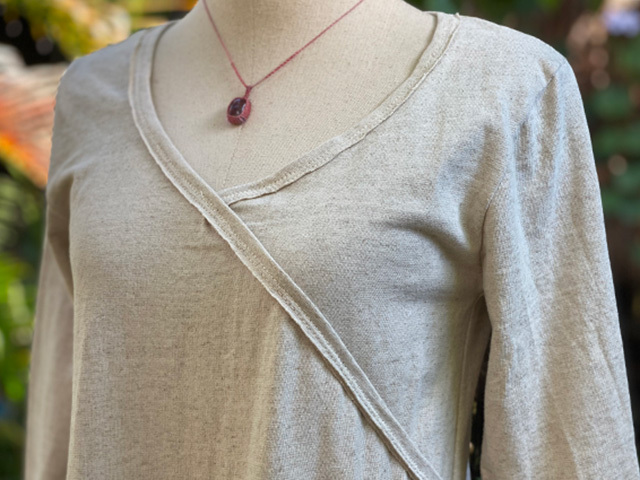 asana ヘンプコットン NEW カシュクール風 ロング ワンピース・きなり