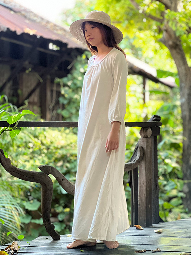 再販】ヘンプ ロングワンピース 【生成り】定番 人気商品 パヤカ等お  