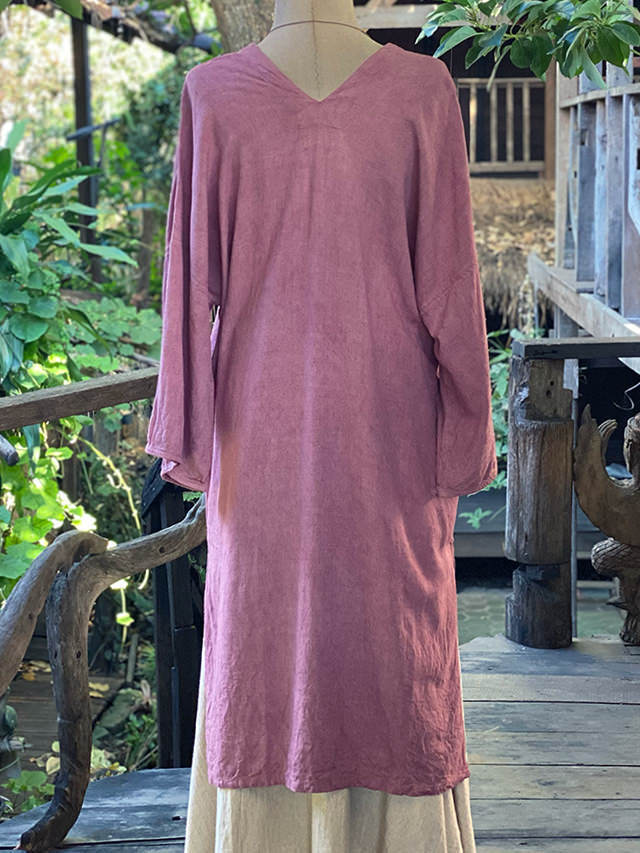 Marikoパヤカ　ワンピース　草木染め asana HEMP100% NEW バイアス ワンピース・草木染め【パヤカ