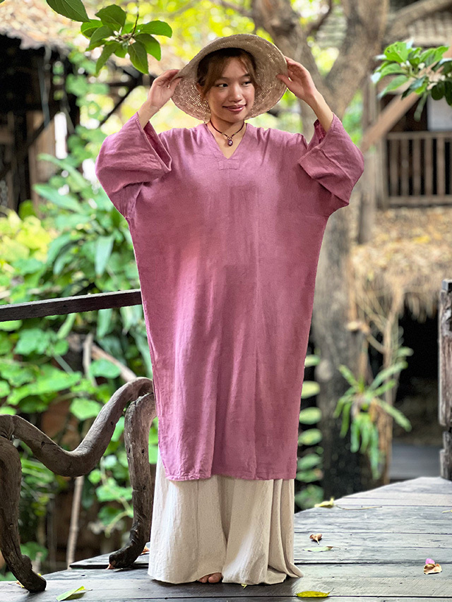 asana HEMP100% テロテロ 貫頭衣 ワンピース・草木染め【パヤカ