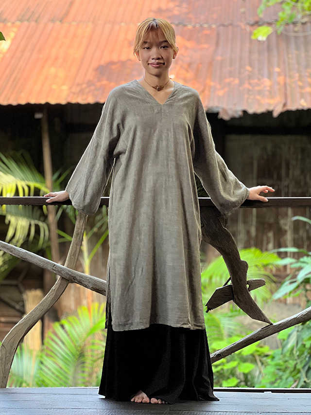 asana HEMP100% テロテロ 貫頭衣 ワンピース・草木染め【パヤカ  