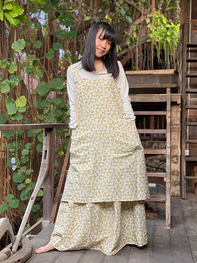 asana HEMP100% 麻柄プリント エプロン【パヤカ オンラインショップ】