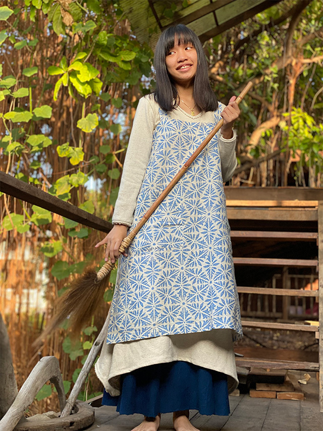 asana HEMP100% 麻柄プリント エプロン【パヤカ オンラインショップ】