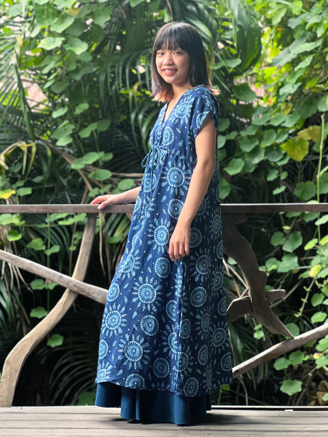 風呂敷みやこ染めワンピース 風呂敷みやこ染めワンピース 風呂敷みやこ染めワンピース 藍染しじら