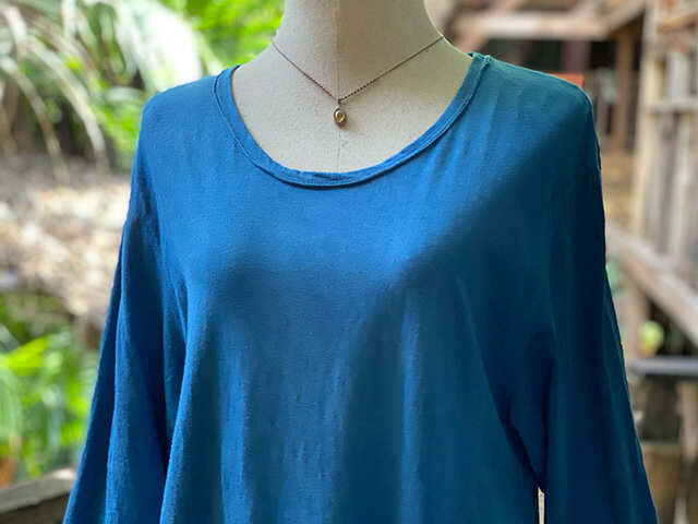 asana ヘンプコットン 薄手 ゆったり ７分袖 チュニック・草木染め