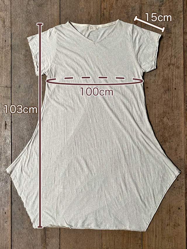 asana ヘンプコットン 薄手 チュニック ワンピース・きなり