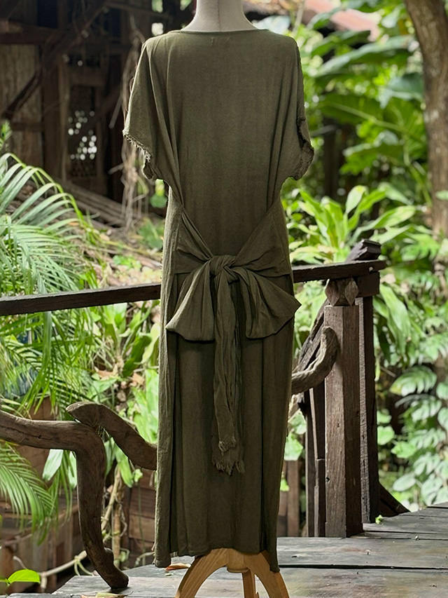 asana HEMP100% やわらか 帯付き ワンピース・草木染め【パヤカ