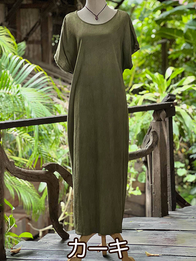 asana HEMP100% やわらか 帯付き ワンピース・草木染め【パヤカ