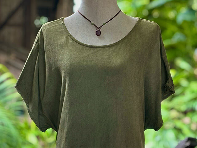 asana HEMP100% やわらか 帯付き ワンピース・草木染め