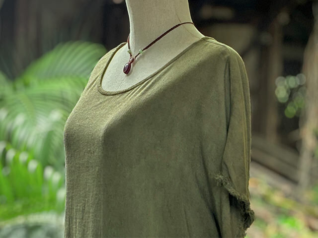 asana HEMP100% やわらか 帯付き ワンピース・草木染め