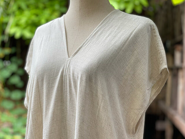 asana HEMP100% テロテロ 貫頭衣 ロング ワンピース・きなり