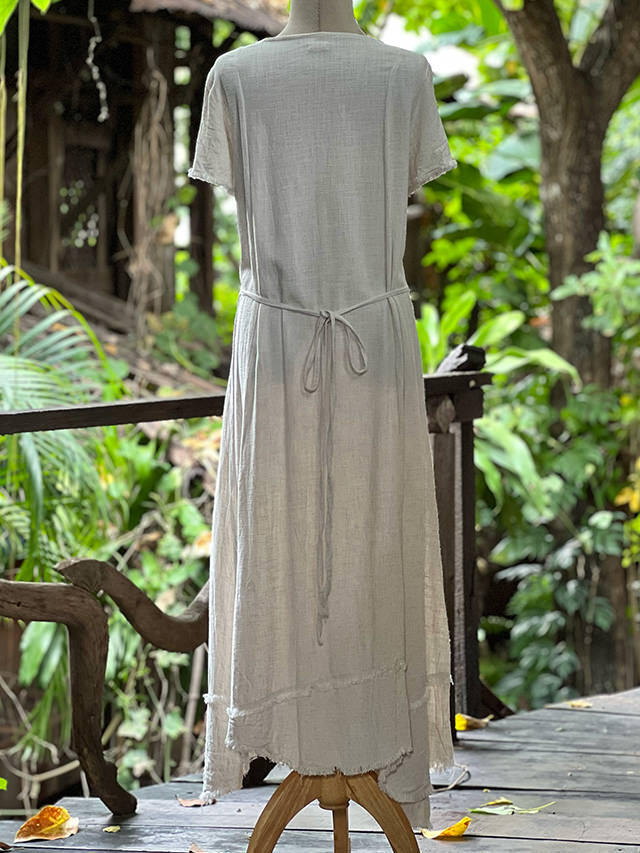 asana HEMP100% テロテロ 切り替え カシュクール ロング ワンピース