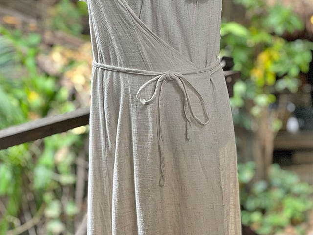 asana HEMP100% テロテロ 切り替え カシュクール ロング ワンピース・きなり