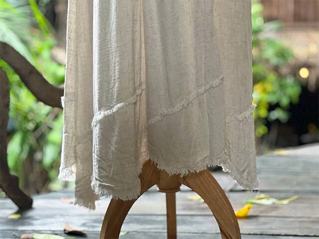 【新品・未使用】パヤカ HEMP100% テロテロ ロングワンピース きなり asana HEMP100% テロテロ 切り替え カシュクール ロング