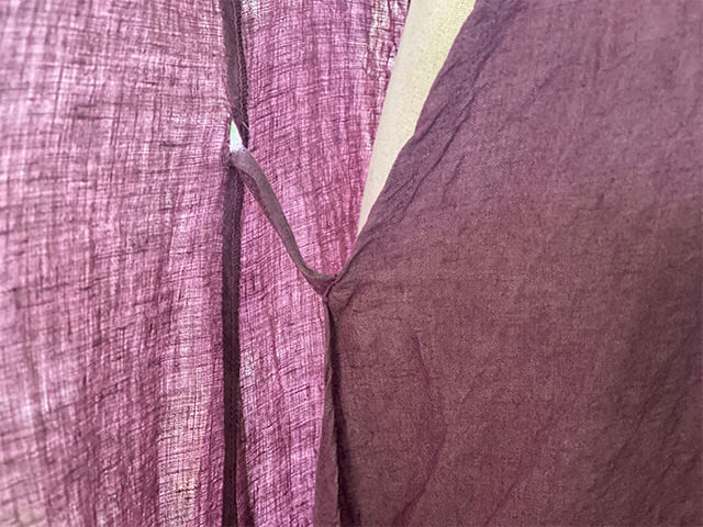 asana HEMP100% 切り替え カシュクール ロング ワンピース・草木染め