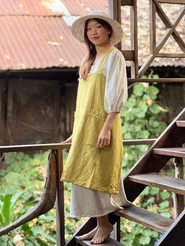 asana HEMP100% 厚手 エプロン・草木染め【パヤカ オンラインショップ】