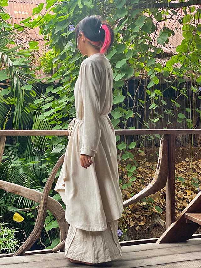 asana HEMP100% テロテロ ゆったり ロング カーディガン・きなり  