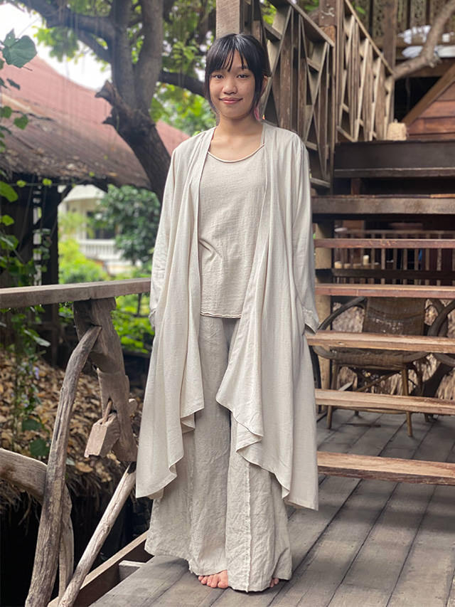 asana HEMP100% テロテロ ゆったり ロング カーディガン・きなり  