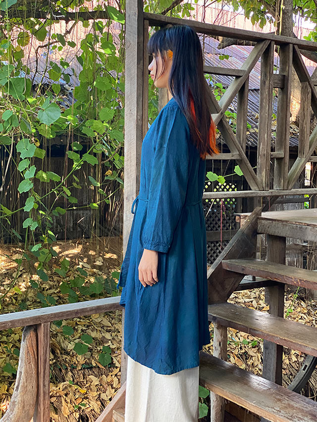 asana HEMP100% テロテロ ゆったり ロング カーディガン・草木染め