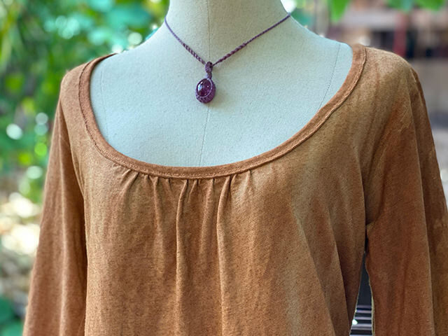 asana ヘンプコットン 厚手 ポケット ロング ワンピース・草木染め